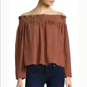 Lucca Couture Off-The Shoulder Flowy Pleated Ruffle Top, L